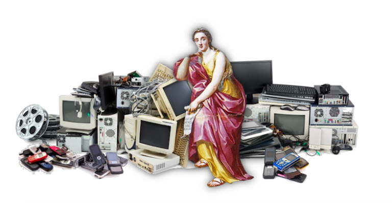 Venere sullo sfondo di dispositivi dismessi