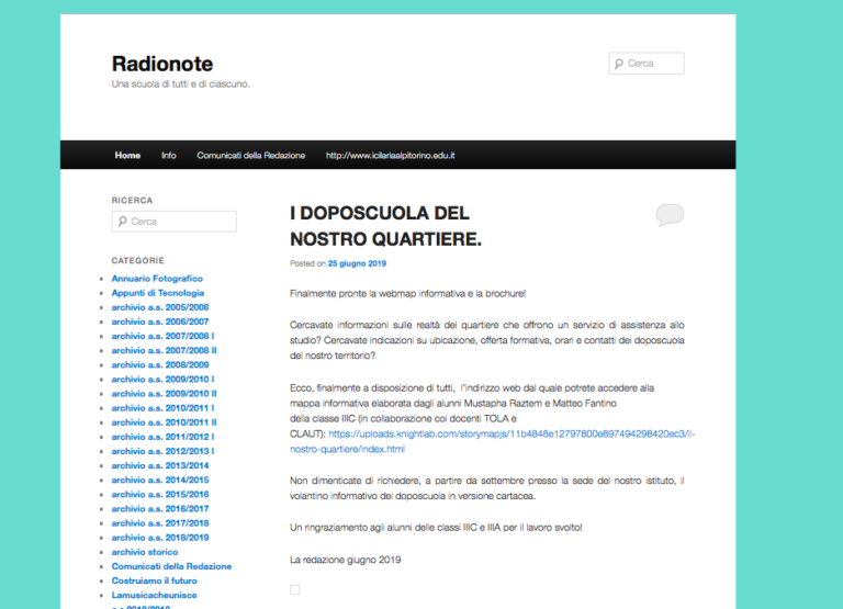 Schermata del podcast scolastico