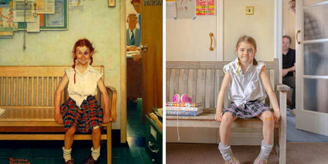 Collage del quadro e foto di imitazione realizzata da un'alunna