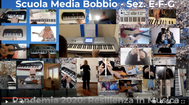 Collage di foto dei ragazzi che suonano il proprio strumento